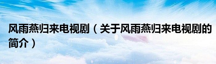 風雨燕歸來電視?。P于風雨燕歸來電視劇的簡介）