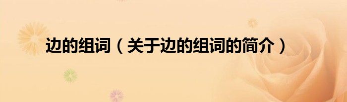 邊的組詞（關(guān)于邊的組詞的簡介）