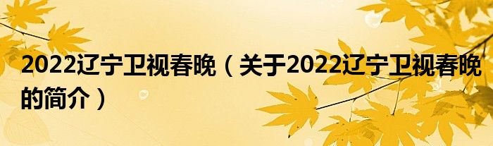 2022遼寧衛(wèi)視春晚（關(guān)于2022遼寧衛(wèi)視春晚的簡(jiǎn)介）