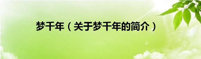 夢(mèng)千年（關(guān)于夢(mèng)千年的簡(jiǎn)介）