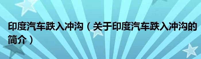 印度汽車跌入沖溝（關(guān)于印度汽車跌入沖溝的簡介）