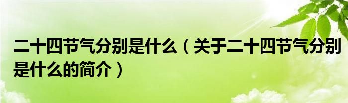 二十四節(jié)氣分別是什么（關(guān)于二十四節(jié)氣分別是什么的簡介）