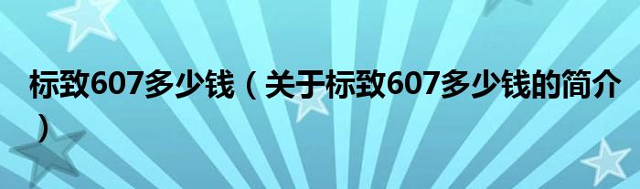 標致607多少錢（關于標致607多少錢的簡介）