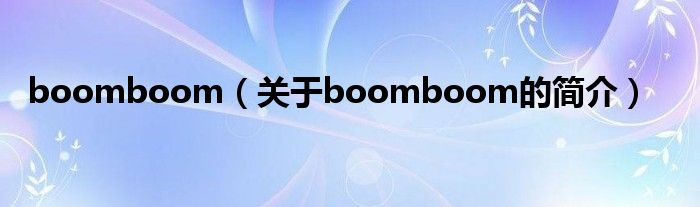 boomboom（關(guān)于boomboom的簡介）