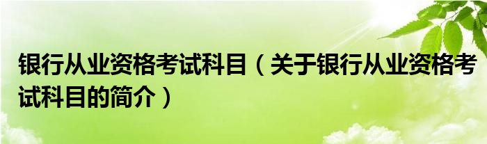 銀行從業(yè)資格考試科目（關(guān)于銀行從業(yè)資格考試科目的簡(jiǎn)介）