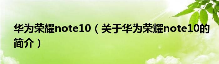 華為榮耀note10（關(guān)于華為榮耀note10的簡介）