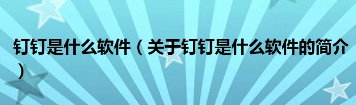 釘釘是什么軟件（關(guān)于釘釘是什么軟件的簡(jiǎn)介）