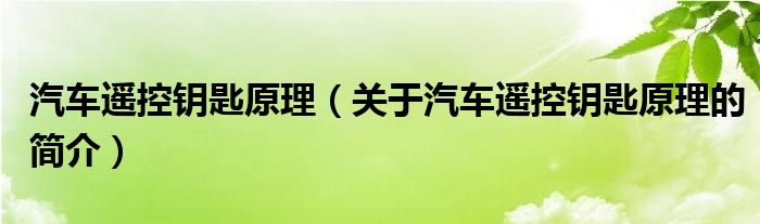 汽車(chē)遙控鑰匙原理（關(guān)于汽車(chē)遙控鑰匙原理的簡(jiǎn)介）