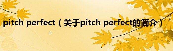 pitch perfect（關(guān)于pitch perfect的簡介）