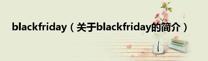 blackfriday（關(guān)于blackfriday的簡(jiǎn)介）