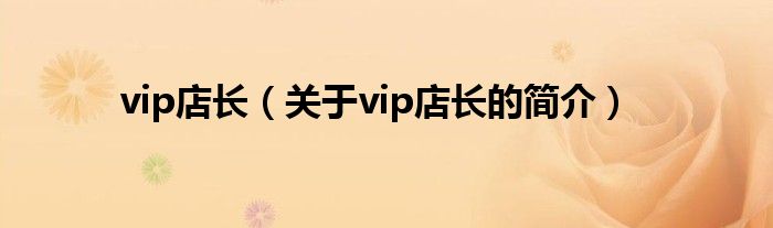 vip店長(zhǎng)（關(guān)于vip店長(zhǎng)的簡(jiǎn)介）