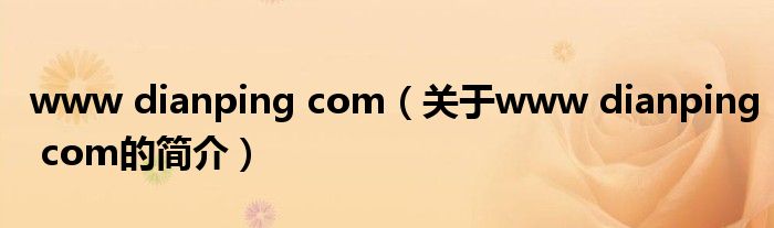 www dianping com（關(guān)于www dianping com的簡介）