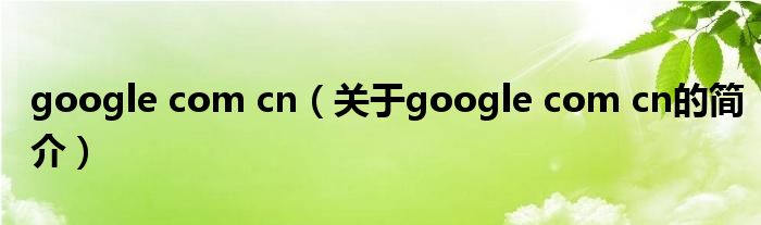 google com cn（關(guān)于google com cn的簡(jiǎn)介）