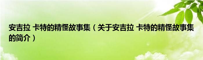 安吉拉 卡特的精怪故事集（關(guān)于安吉拉 卡特的精怪故事集的簡介）