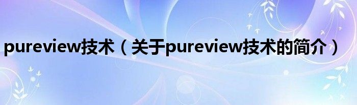 pureview技術（關于pureview技術的簡介）