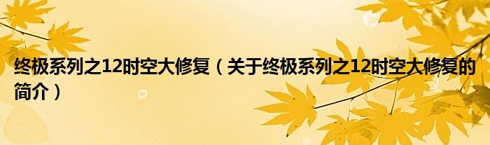 終極系列之12時(shí)空大修復(fù)（關(guān)于終極系列之12時(shí)空大修復(fù)的簡介）