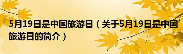 5月19日是中國(guó)旅游日（關(guān)于5月19日是中國(guó)旅游日的簡(jiǎn)介）