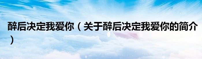 醉后決定我愛你（關(guān)于醉后決定我愛你的簡(jiǎn)介）