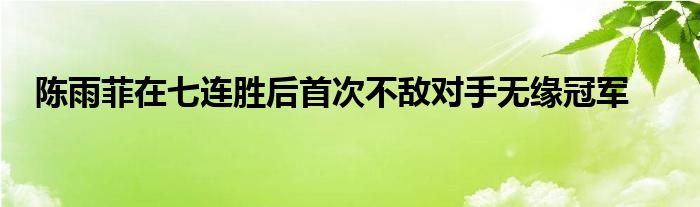 陳雨菲在七連勝后首次不敵對手無緣冠軍