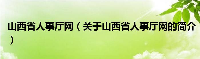 山西省人事廳網(wǎng)（關(guān)于山西省人事廳網(wǎng)的簡介）