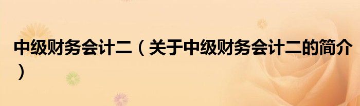 中級財(cái)務(wù)會(huì)計(jì)二（關(guān)于中級財(cái)務(wù)會(huì)計(jì)二的簡介）