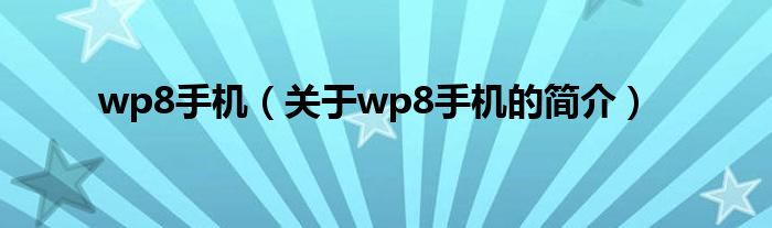 wp8手機(jī)（關(guān)于wp8手機(jī)的簡(jiǎn)介）