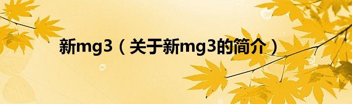 新mg3（關(guān)于新mg3的簡(jiǎn)介）