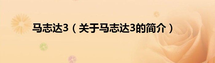 馬志達(dá)3（關(guān)于馬志達(dá)3的簡(jiǎn)介）