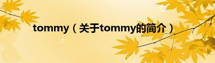 tommy（關(guān)于tommy的簡介）