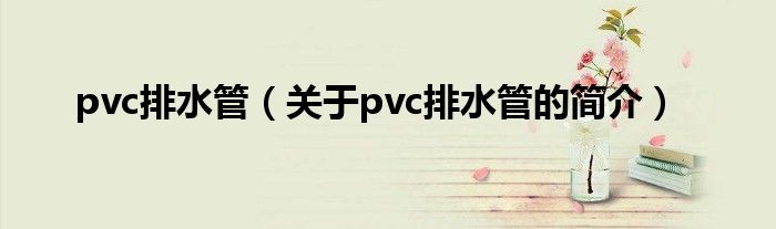 pvc排水管（關于pvc排水管的簡介）