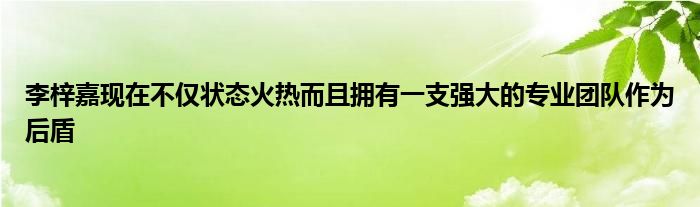 李梓嘉現(xiàn)在不僅狀態(tài)火熱而且擁有一支強大的專業(yè)團隊作為后盾