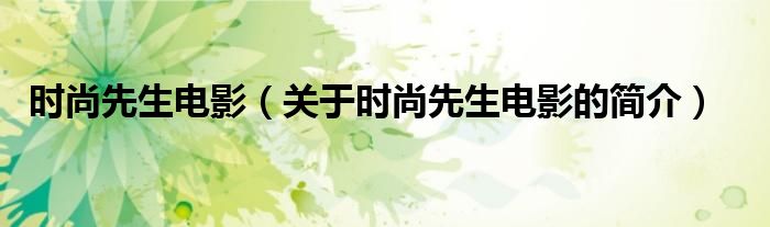 時(shí)尚先生電影（關(guān)于時(shí)尚先生電影的簡(jiǎn)介）