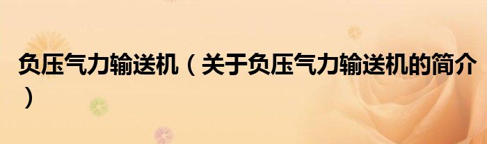 負(fù)壓氣力輸送機(jī)（關(guān)于負(fù)壓氣力輸送機(jī)的簡(jiǎn)介）