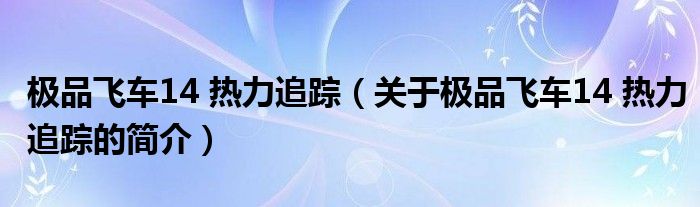 極品飛車14 熱力追蹤（關(guān)于極品飛車14 熱力追蹤的簡(jiǎn)介）