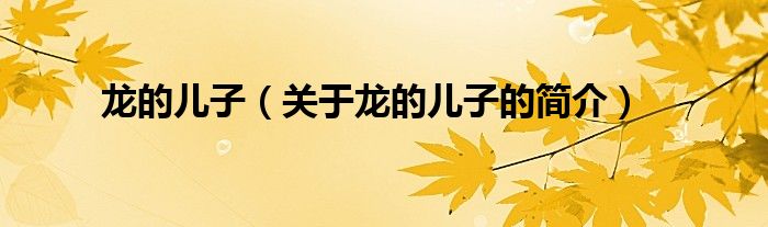 龍的兒子（關(guān)于龍的兒子的簡(jiǎn)介）