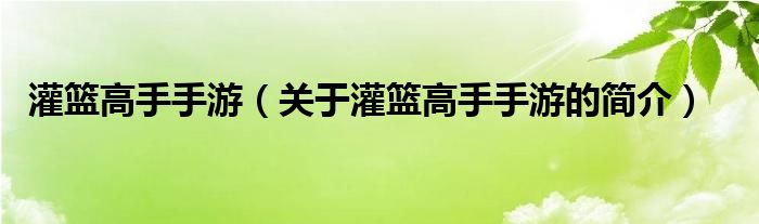 灌籃高手手游（關(guān)于灌籃高手手游的簡(jiǎn)介）