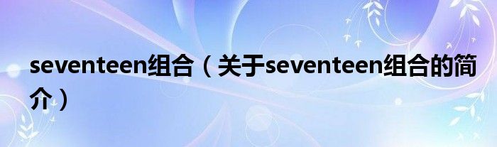 seventeen組合（關(guān)于seventeen組合的簡介）