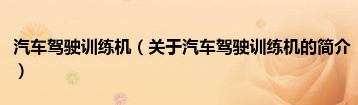 汽車駕駛訓(xùn)練機(jī)（關(guān)于汽車駕駛訓(xùn)練機(jī)的簡介）