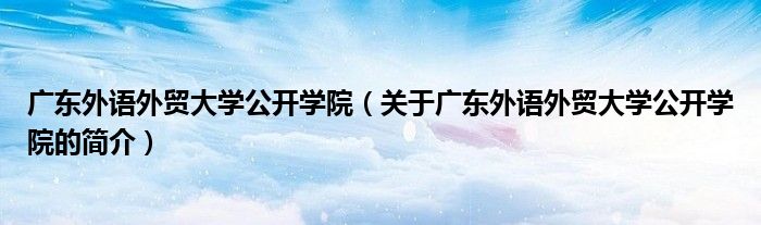 廣東外語外貿(mào)大學公開學院（關于廣東外語外貿(mào)大學公開學院的簡介）