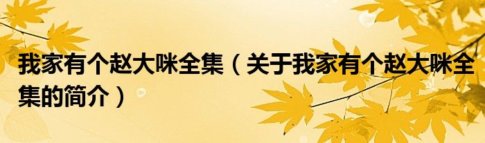 我家有個(gè)趙大咪全集（關(guān)于我家有個(gè)趙大咪全集的簡介）