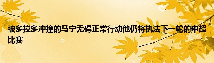 被多拉多沖撞的馬寧無礙正常行動他仍將執(zhí)法下一輪的中超比賽