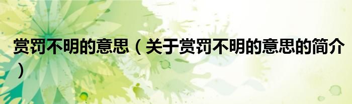 賞罰不明的意思（關(guān)于賞罰不明的意思的簡(jiǎn)介）