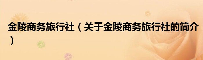 金陵商務(wù)旅行社（關(guān)于金陵商務(wù)旅行社的簡介）