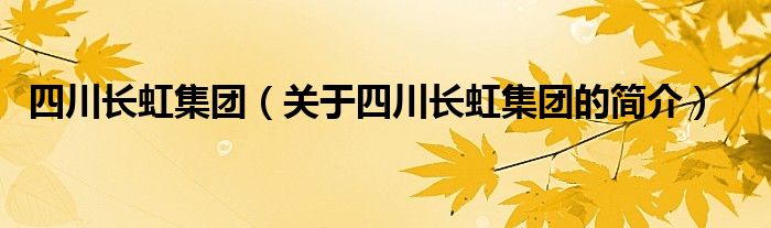 四川長(zhǎng)虹集團(tuán)（關(guān)于四川長(zhǎng)虹集團(tuán)的簡(jiǎn)介）