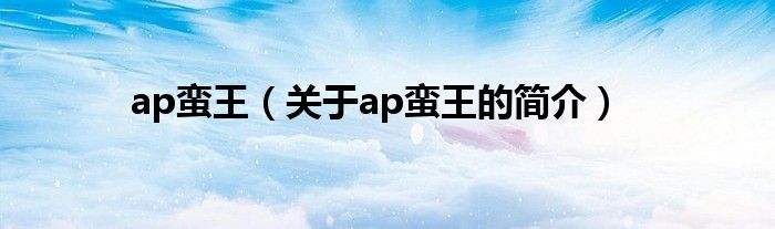 ap蠻王（關(guān)于ap蠻王的簡介）