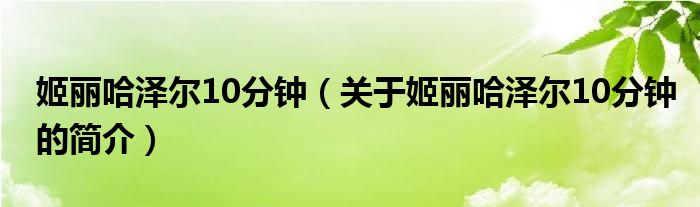 姬麗哈澤爾10分鐘（關(guān)于姬麗哈澤爾10分鐘的簡(jiǎn)介）