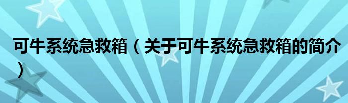 可牛系統(tǒng)急救箱（關于可牛系統(tǒng)急救箱的簡介）