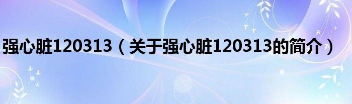 強心臟120313（關(guān)于強心臟120313的簡介）