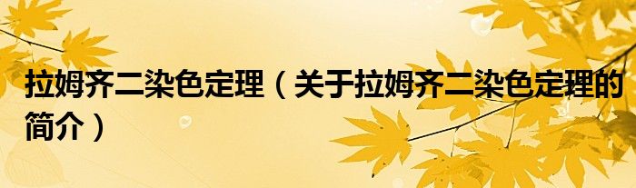 拉姆齊二染色定理（關(guān)于拉姆齊二染色定理的簡(jiǎn)介）