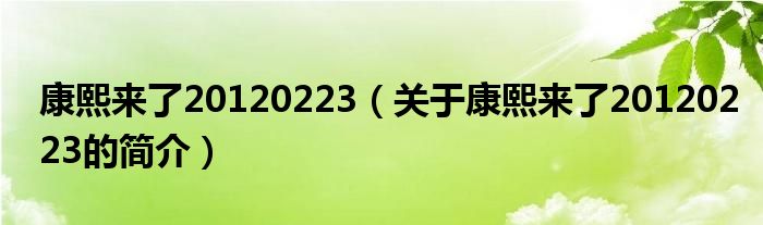 康熙來(lái)了20120223（關(guān)于康熙來(lái)了20120223的簡(jiǎn)介）